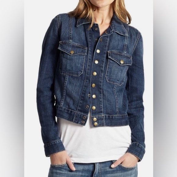 Current/Elliott The Snap Jacket Loved Wash Stretch Denim Size 2 Festival Chic - Picture 2 of 6